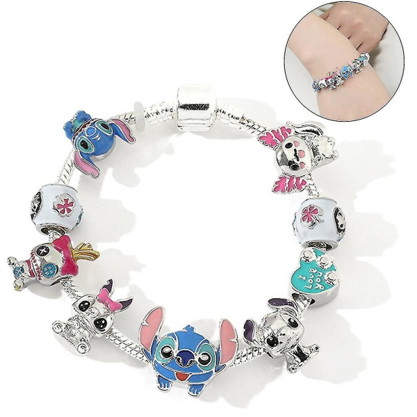 Cartoon Stitch Bracelet Charm Beads Bracelets Kids Girls Jewelry Gifts 21cm