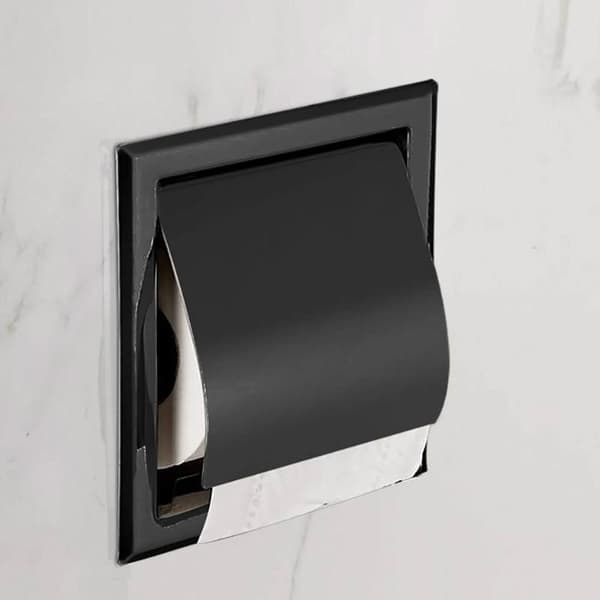 Indbygget toiletpapirholder i rustfrit stål, mat sort-FA-