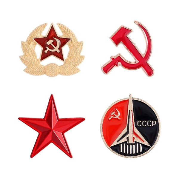 4st/ set Vintage Sovjetunionen Broscher Kommunistiska Lapel Pin Badge Guld För Män