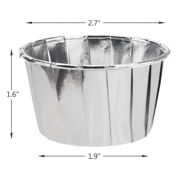 250 stk. aluminiumsfolie cupcakeforme engangs muffinforme bageforme aluminium cupcake tip pande ramekinholdere sølv Silver