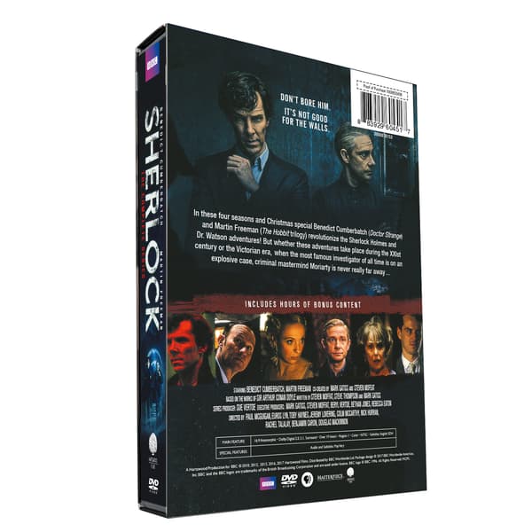Sherlock Sesong 1-4, 9 DVD-er, Fullversjon med engelsk lyd og undertekster