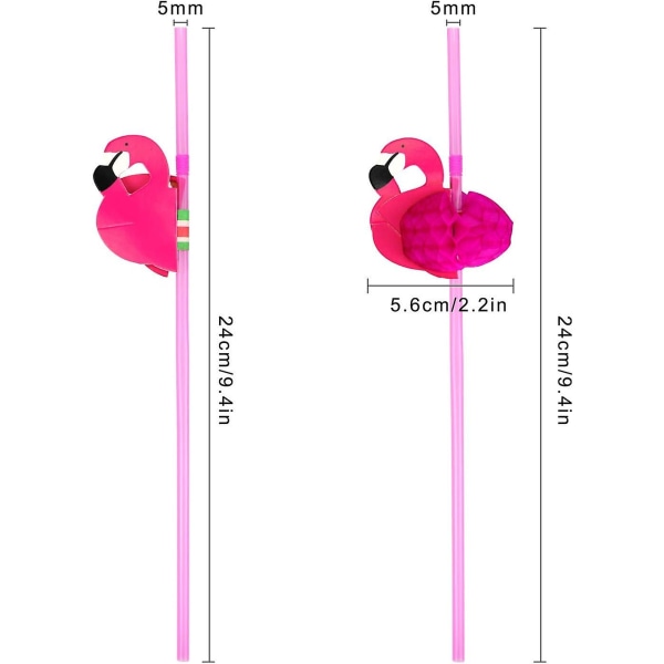 Flamingo sugerør (50 pakke), fleksible cocktailsugerør til sjov festpynt