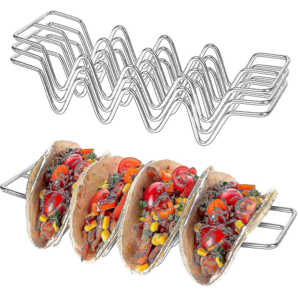Taco-telineet, 3 pakkausta, ruostumattomasta teräksestä valmistetut taco-kuoren telineet, taco-alustat taco-baarin lahjoihin ja tarvikkeisiin, pitää 4 tacoa kussakin, uuninkestävä paistamiseen,