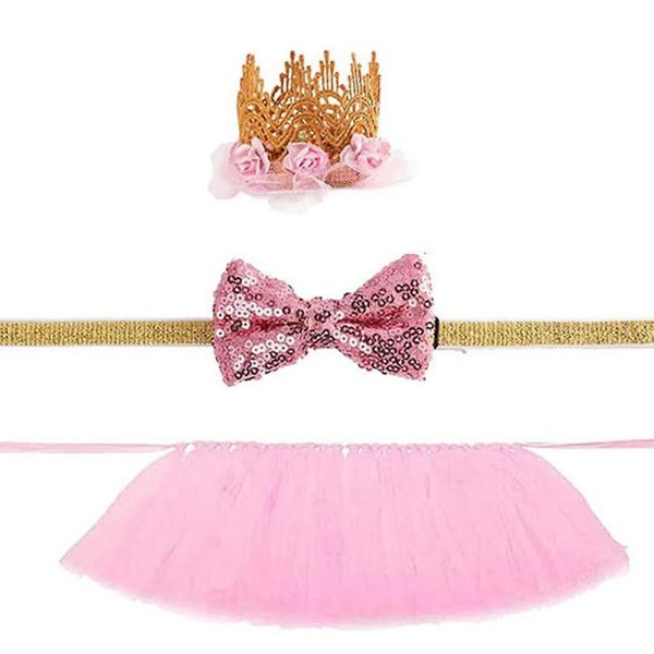 Dog Birthday Dress Puppy Party Favor Supplies Small Dogs Cats Pink Tutu Skirt Crown Hat Bowtie Pet Costume