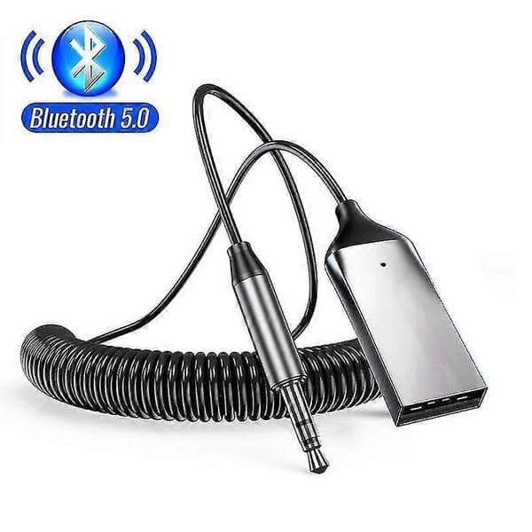 Bluetooth Aux-adapter Dongle USB til 3,5 mm Jack Bil o Aux Bluetooth 5.0 Håndfrisett for bilmottaker BT-sender silver