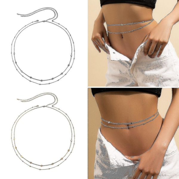 Magebelte Body Chains Sommer Strand Body Tilbehør Smykker Til Kvinner Jenter Silver