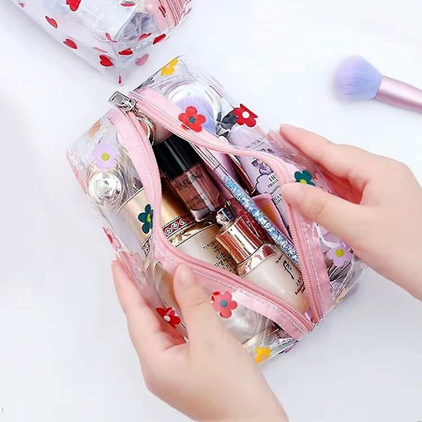 Söt Pennfodral, Kawaii Pennfodral, Transparent PVC Pennfodral Organizer För Flickor Och Vuxna, Stor Kapacitet Pennväska Med Blixtlås (Röd)