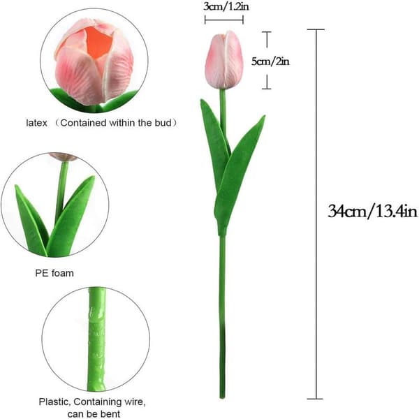 Artificial Tulips Fake Party DIY Decorations (Pink - 10 Pieces)