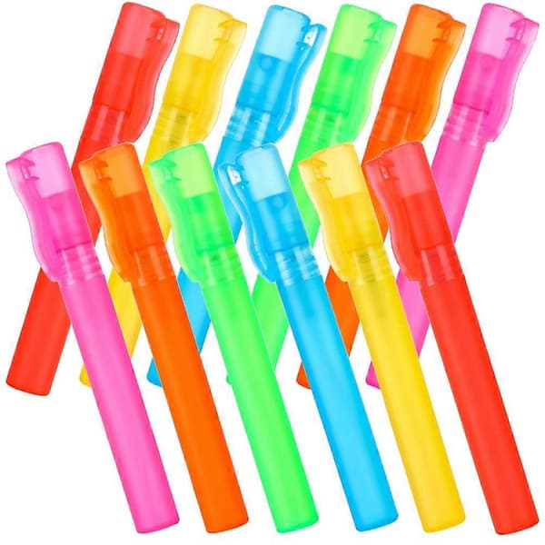 12 st mini sprayflaskor färgade parfymflaskor pennparfymflaskor bärbara tomma sprayflaskor 13.6X1.6cm