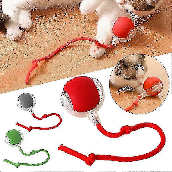 Interaktiv Kattboll Leksak Smart Självrullande Boll Katt Leksak Med Färgglada Ljus För Katt Katter Red