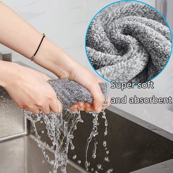 10 kpl Keittiöpyyhkeitä, Mikrokuitu Puhdistusliina, Ultra Imuva Dish Cloth (25 * 25cm, Advanced Grey)