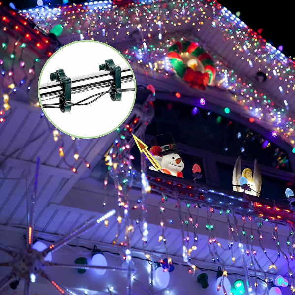 120 styks jule tagrende lysclips til ophængning af udendørs lyssnore sort plast lys bøjle kroge til udendørs reb lys