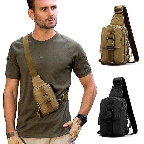 Tactical Chest Bag Military Trekking Pack Edc Sports Bag Skulderveske Crossbody Pack Assault Pouch For Fotturer Sykling Campinga Black