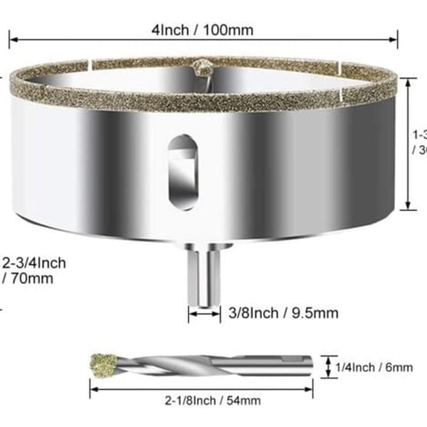 100mm Diamant Hullsag med Sentreringsbor, Flis Hullsag White