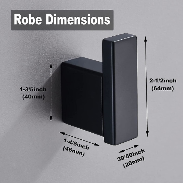 2-pack badrumshanddukskrokar matt svart Sus304 rostfritt stål väggmonterade badrockskrokar handdukshållare klädkrok för badrum, kök, sovrum, hotell -ys