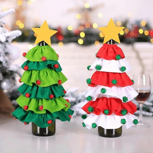 Sæt med 2 Strikede Juletræstrøjer til Julemiddag, Borddekoration, Bartilbehør