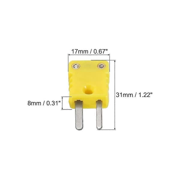 Mini Typ K Termoelementkontakt Hane Plugg Adapter Hög Temperatur 120℃ (248℉) för Termoelementsensorprober