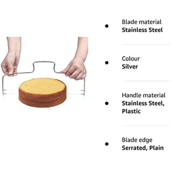 Profesjonell kakeskjærer, justerbar dobbel kakeskjæringswire, rustfritt stål kakeskjærer kakenivå, kjøkkenbakeverktøy