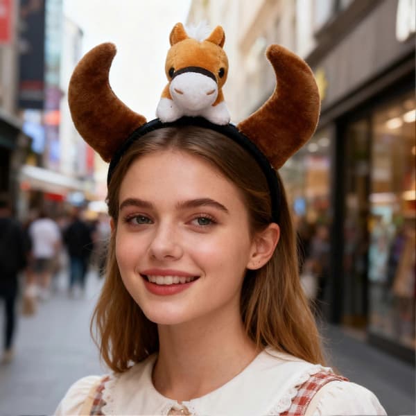 Cosplay dyrehårbøjle med sødt hestedesign til jul, karneval og temafester E