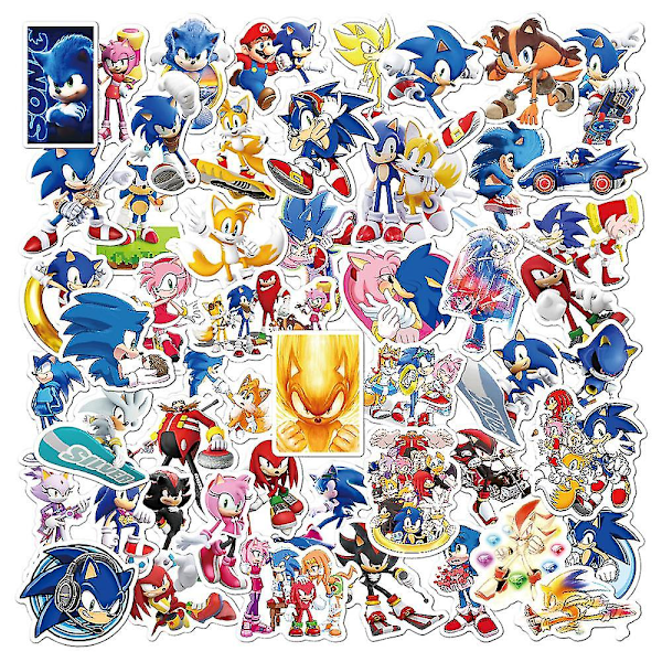 50pcs Sonic Doodle Stickers Animated Decals For Laptop Luggage Cup