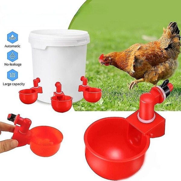 6-delad Fjäderfä Automatisk Drickskål Kyckling Anka Waterer Hängande vattenskål Red