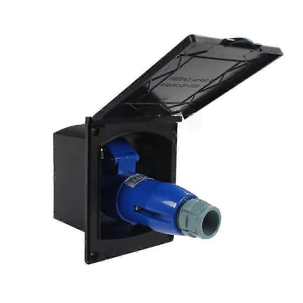 Vattentätt 16A husbilsuttag med infällt externt uttag -XN Black socket