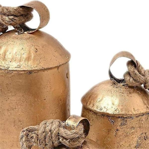 Valurautaiset riippuvat lehmänkellot, 3 kappaleen sarja, riippuvat harmoniakellot, puutarhan rustiikkiset, rentouttavat, rauhalliset tuulikellot As Shown