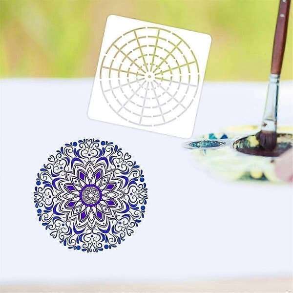 15 stk. Mandala Dot Malerværktøj Stencilsæt, Genanvendelig Mandala Stencil Skabelon til Sten Træ C