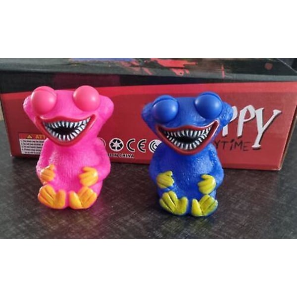 Lykkelig-valmue leketid Huggy Wuggy Popit Fidget Toy, Stress Relief Push Bubble Fidgets Sensorisk leke for barn Voksne Blue