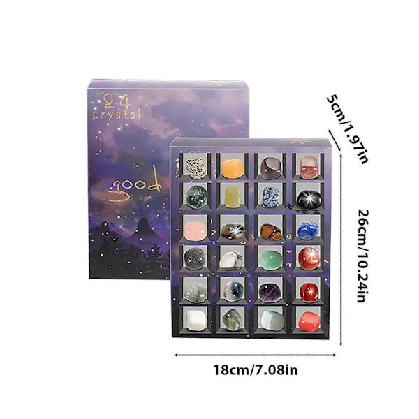 2024 Julekalender 24 Naturlige Krystal Agat Fossiler Dag Multi-color