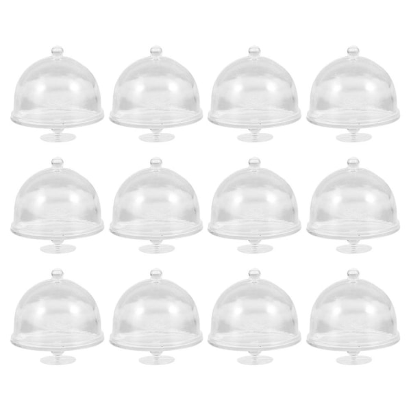 12st Mini tårtfat med lock Miniatyr Cupcake Stand Dome Cover Dockor House Cake Display Stand