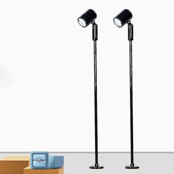 2 kpl Led Ac100v-265v 3w Näyttelykaappi Korutiski Valonheitin 215mm Korkea Lämmin Valkoinen Valo(musta)