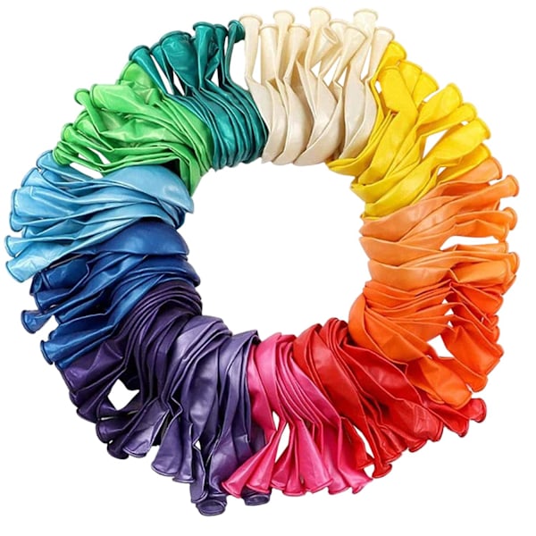 100x Balloner i forskellige farver - Skinnende Multicolor multifärg