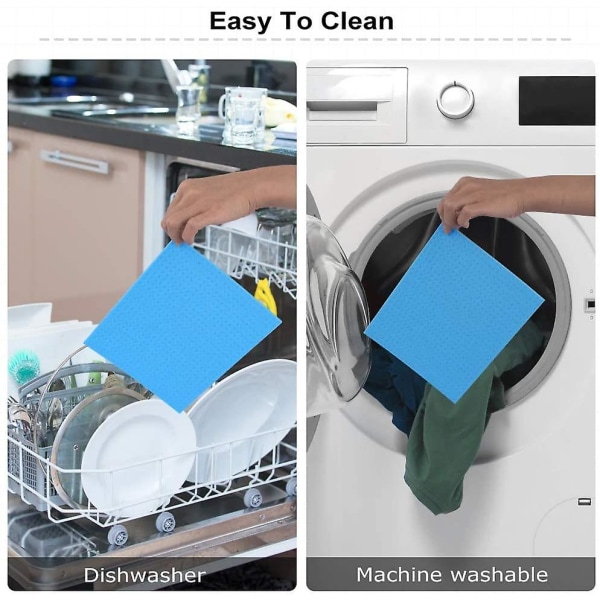 10-pak svenske oppvaskkluter, miljøvennlige gjenbrukbare rengjøringskluter, luktfrie cellulosesvampkluter for kjøkken, absorberende og maskinvaskbare oppvaskkluter