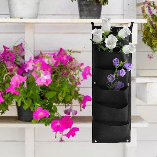 Vertikal hengende hageplanter med 6 lommer Vanntett veggmontert blomsterpotte