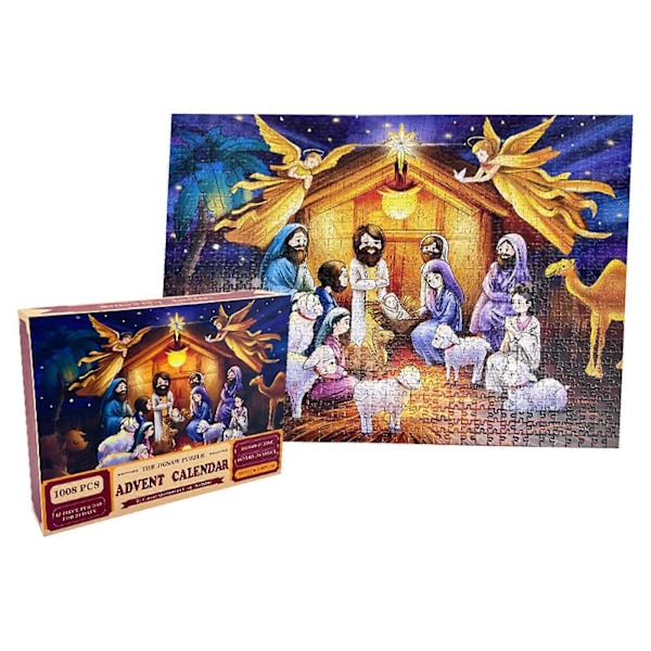 24-bitars julkalender för flickor och pojkar, julpussel nedräkningskalender Multi-color