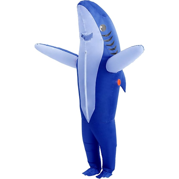 Uppblåsbar Hajdräkt med Käkar Hoppdräkt Rolig Carcharias Dräkt för Cosplayfest (Kungblå Haj) Royal Blue Shark