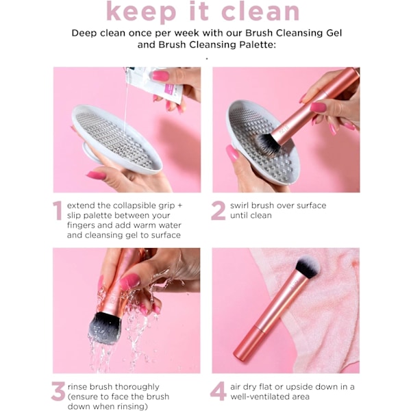 The Wanderer Make up Børstesæt, Premium og Professionelt 8 Midi-størrelse Børstesæt med Taske, Bløde Børstehår, Foundations, Pudder pink