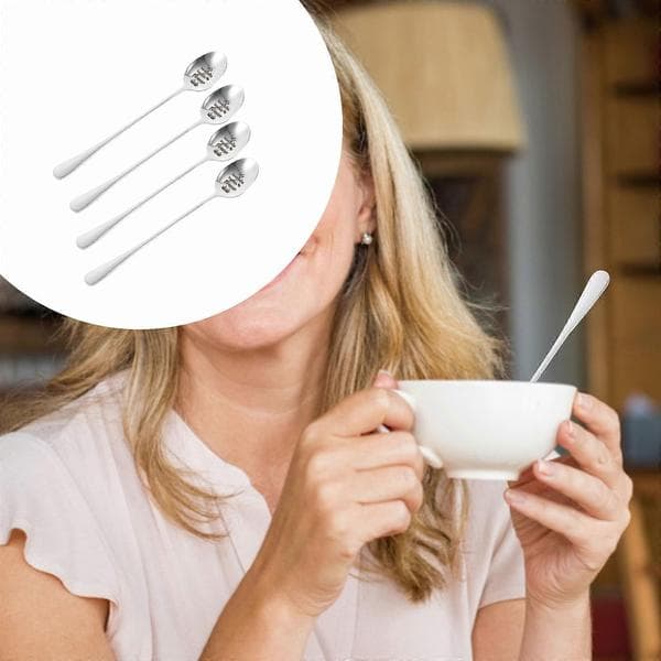 Kaffeskje i rustfritt stål spiseskjeer for grøtservering 4 stk sølv