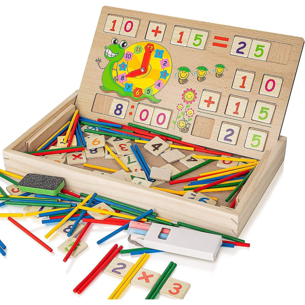 Kouluttava puinen lelu, lasten numero-aikaa laskeva piirustus-oppimislelu