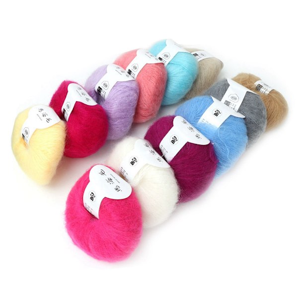 Populär mjuk mohair pashm stickad angora lång ullgarn varm (12 färger i ett set)