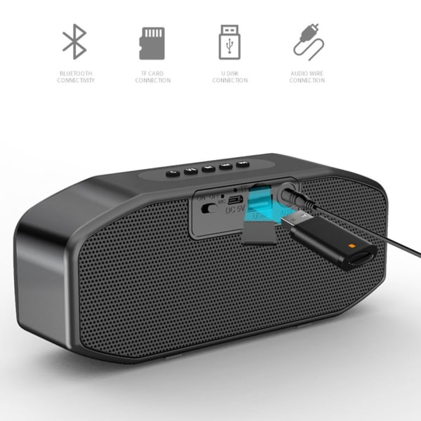 Manovo M5 Trådlös Bluetooth-högtalare Utomhus Subwoofer Bärbar Mini Radio Hemljud 6d Surround S