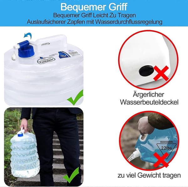 Sammenklappelig vanddunk, vanddunk med hane, vanddunk camping 10L, sammenklappeligt vand