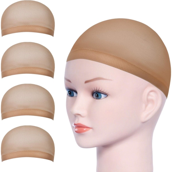 Parykkhetter, 8 stk. Elastisk nylonstrømpe Parykkhette Ultratynn, Unisex Parykkhette for å holde parykken på plass for kvinner og menn, Pustende parykknetthette Beige 4