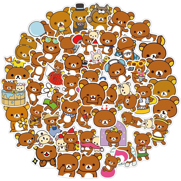 50-pack söta björnklistermärken, estetiska vinylklistermärken för bärbar dator, vattenflaskor, telefon, anteckningsbok, vattentäta klistermärken för barn, flickor (50 björnar)