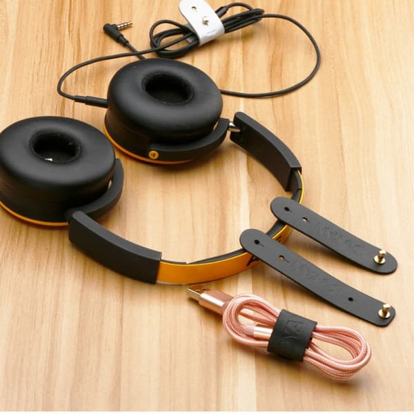 SOYAN 3-PACK Kaapelinpidike PU-nahkaa Musta size 8