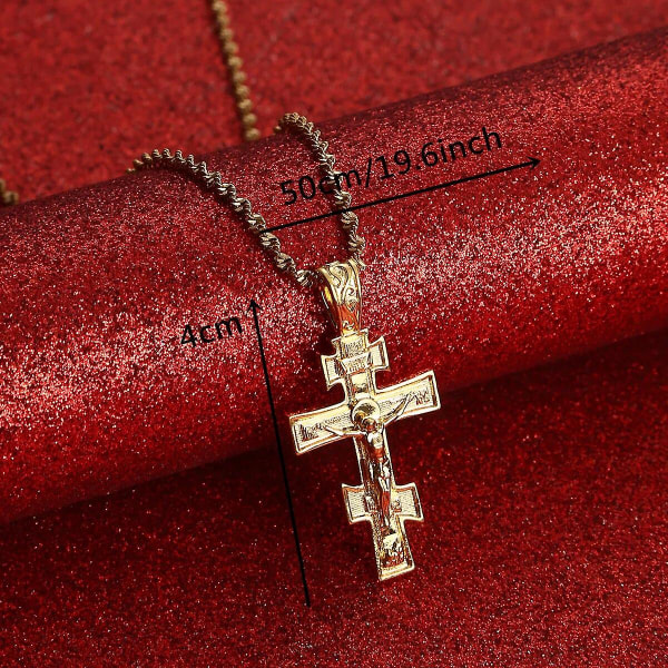 Kristen ortodox Jesus rysk bön guldfärg INRI krucifix korshängande halsband för män