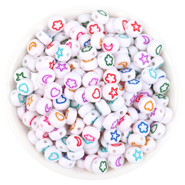 100 stykker/pakning Little Oblate Alphabet Beads Smykkefremstillingsmaterialer Perler