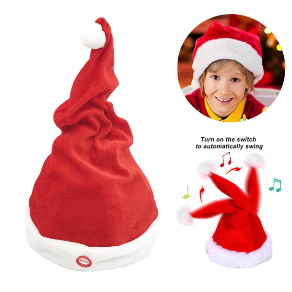 Sähköinen joulupukin hattu Paristokäyttöinen Hauska tärisevä tanssiva laulava joulupukin hattu