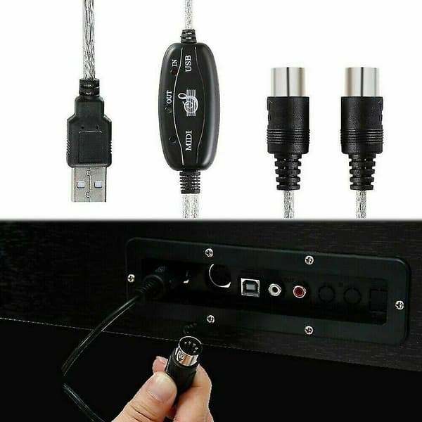 USB-interface til MIDI-konverteradapterkabel Musiktastatur Mac Windows 7 8 10